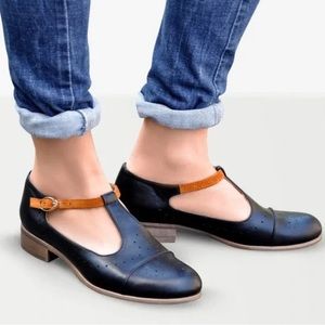 Julia Bo Mary Janes Black Leather Size 39